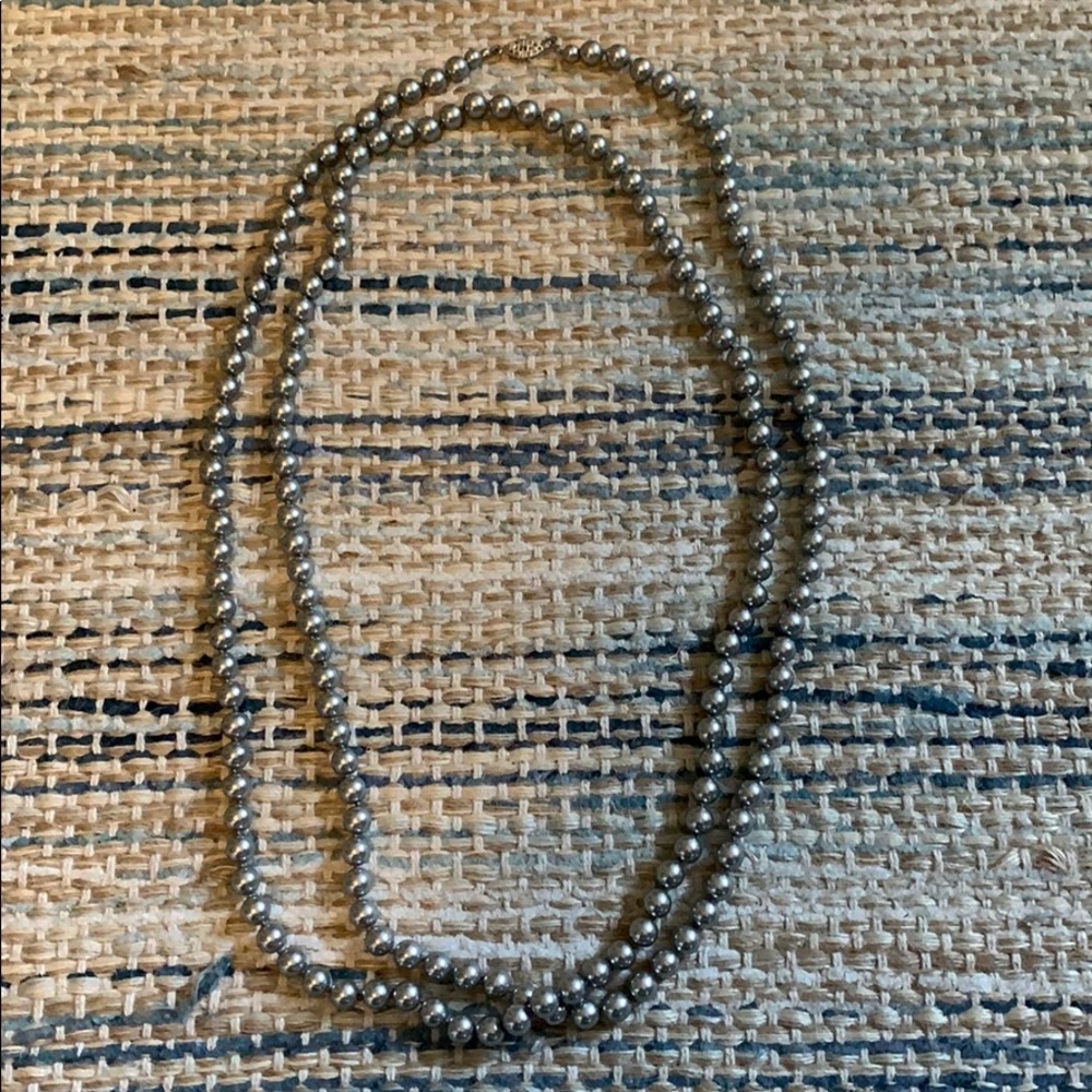 Grey Extra Long Faux Pearl Strand